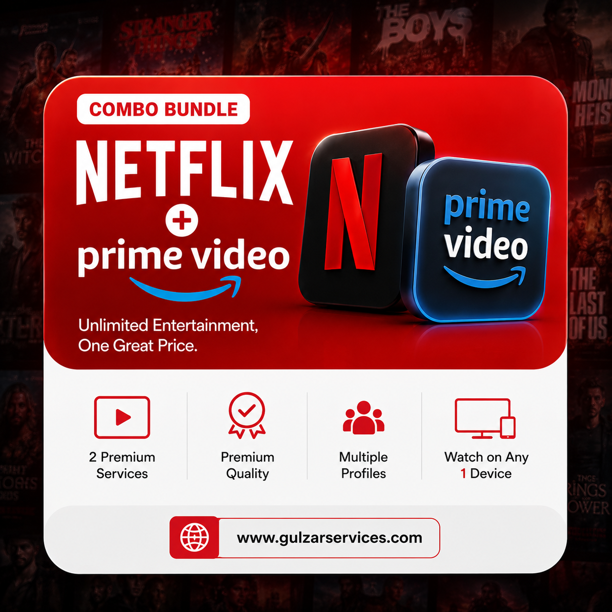 Netflix and Prime Video Combo Deal Premium Streaming Bundle