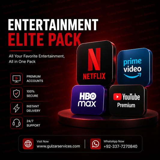 Entertainment Elite Pack – Netflix, Prime Video, HBO Max & YouTube Premium Bundle