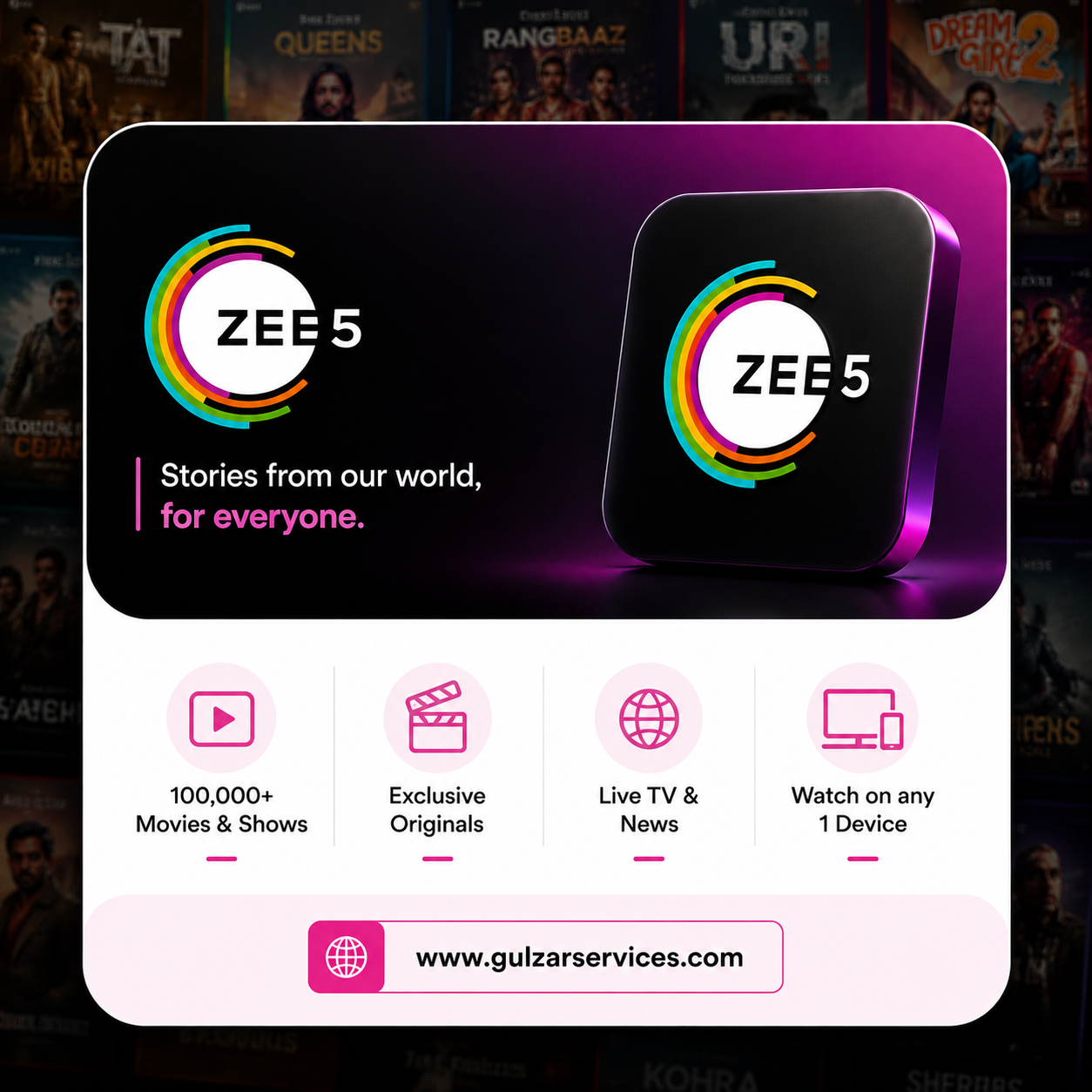 ZEE5 Premium Subscription – Movies, TV Shows & Originals